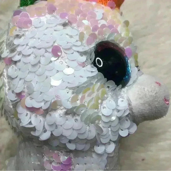 Ty Beanie Boo Pixy Unicorn Shiny Pink  / White / Rainbow Sequins 6” - Picture 9 of 12